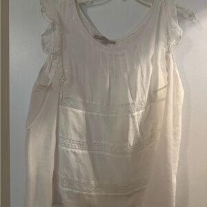 LOFT Cream Lace-Panel Sleeveless Top